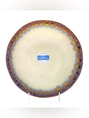 Drip Glaze Portugal Stoneware Salad Dessert Plate 9.25” Gold Tan NWT